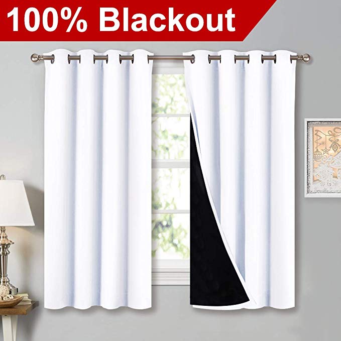 Used of NICETOWN White 100% Blackout Lined Curtains, 2 Thick Layers Completely Blackout Window Treatment Thermal Insulated Drapes for Kitchen/Bedroom is a tip for sleeping better.