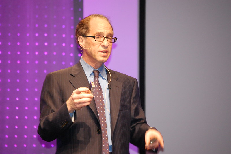 A photo of Ray Kurzweil as a speaker.