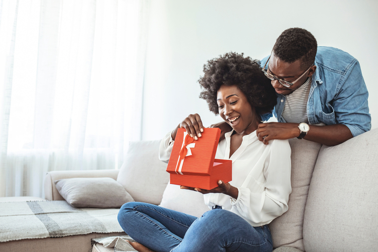 Couple celebrating Valentines day anniversary