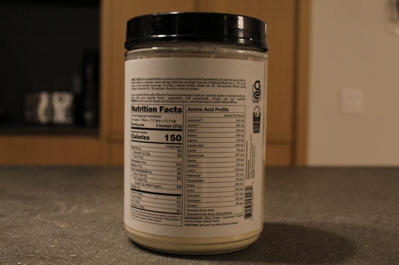 Naked whey vanilla ingredients label 