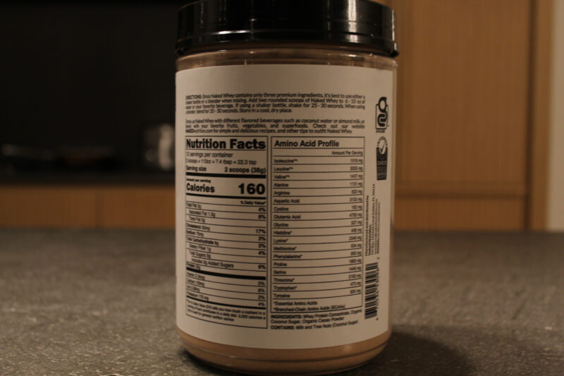 Naked whey chocolate ingredients label